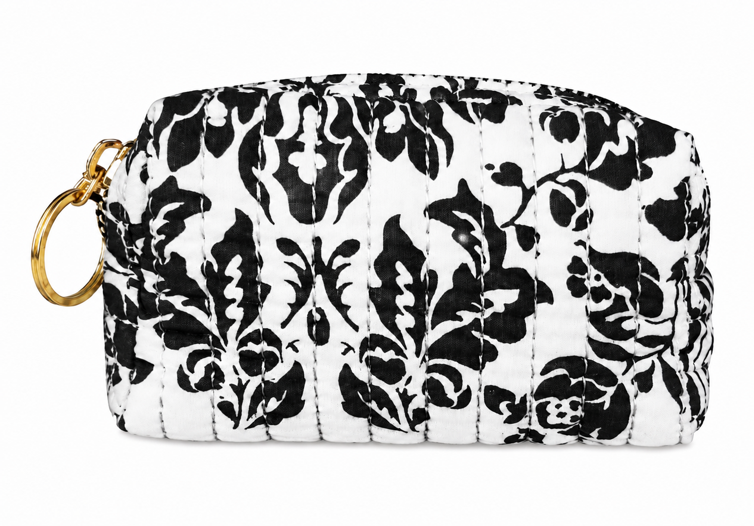 2320 Black Floral Quilted Coin & Cosmetic Pouch